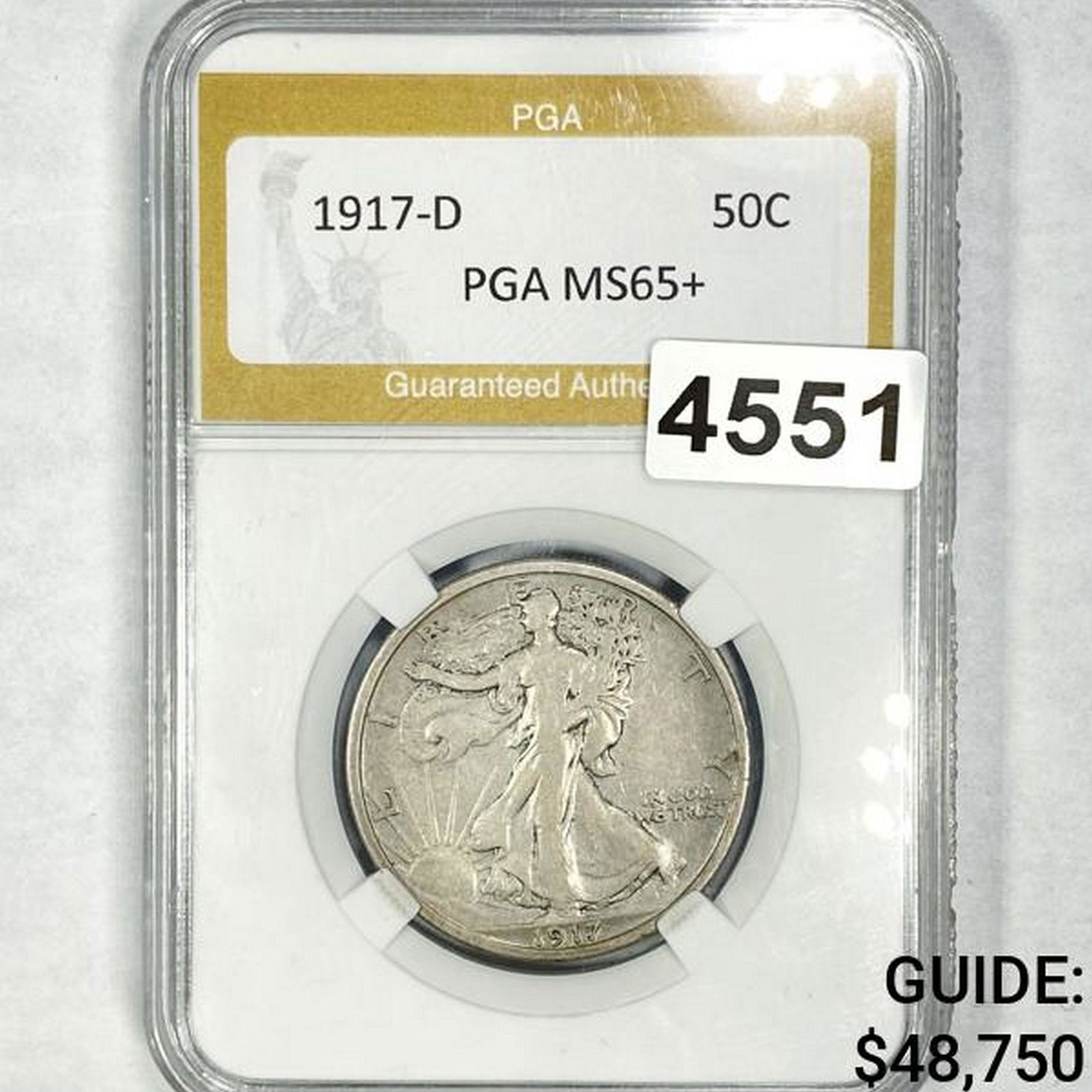 1917-D Walking Liberty Half Dollar PGA - MS65+ (1 of 2)