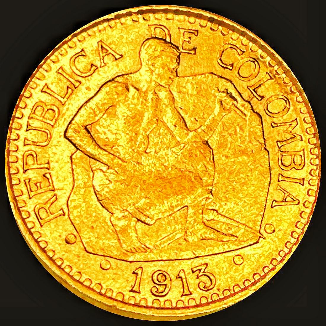 1913 Columbia 2 Pesos NEARLY UNCIRCULATED (1 of 2)