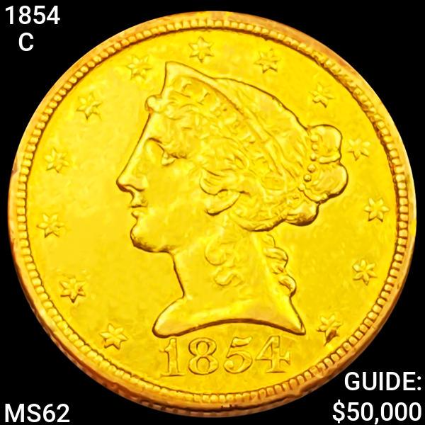 1854-C $5 Gold Half Eagle UNCIRCULATED (1 of 2)