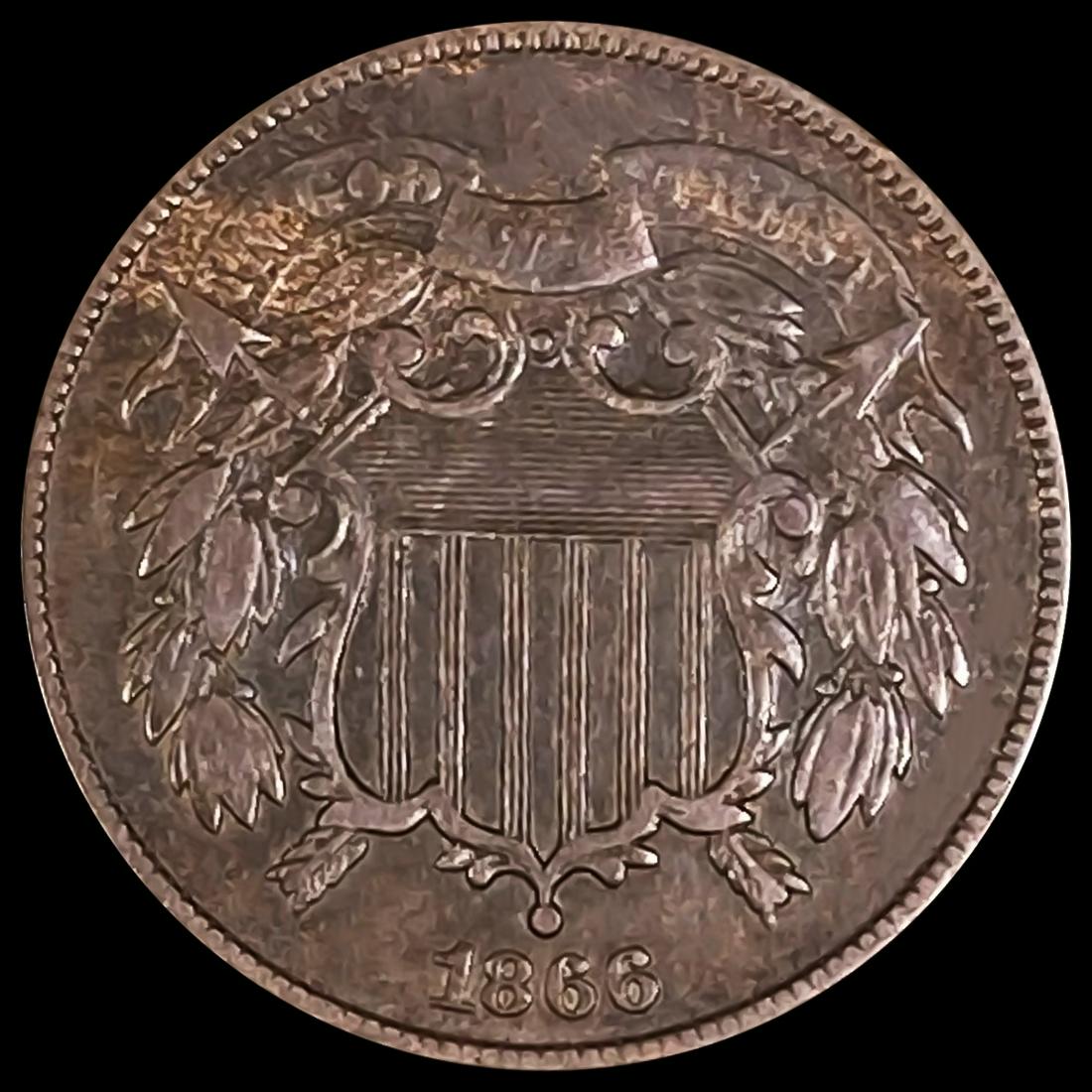 1866 Two Cent Piece NEARLY UNCIRCULATED (1 of 2)