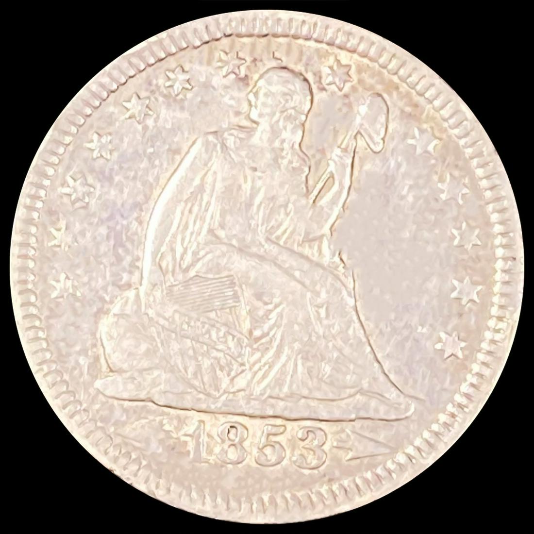 1853 Arrows Seated Liberty Quarter NEARLY (1 of 2)