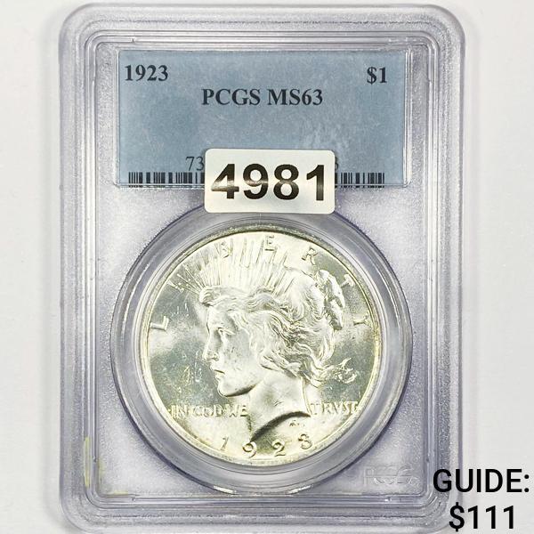 1923 Silver Peace Dollar PCGS - MS63 (1 of 2)