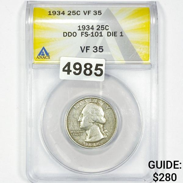 1934 Washington Silver Quarter ANACS - VF35 (1 of 2)