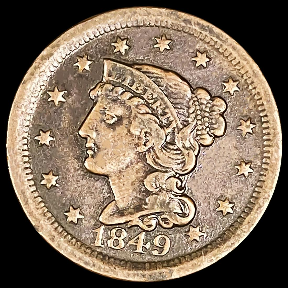 1849 Braided Hair Large Cent NEARLY UNCIRCULATED (1 of 2)