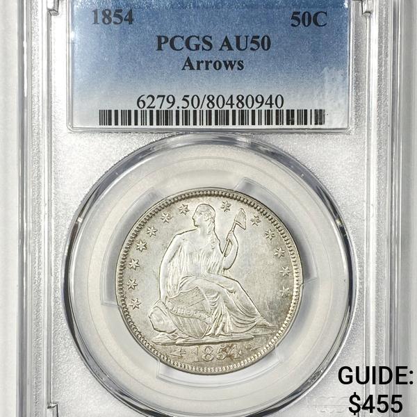 1854 Arrows Seated Liberty Half Dollar PCGS - (1 of 2)