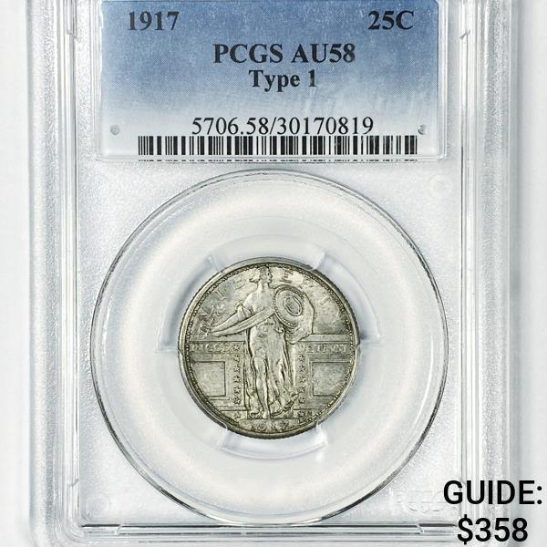 1917 Type 1 Standing Liberty Quarter PCGS - AU58 (1 of 2)