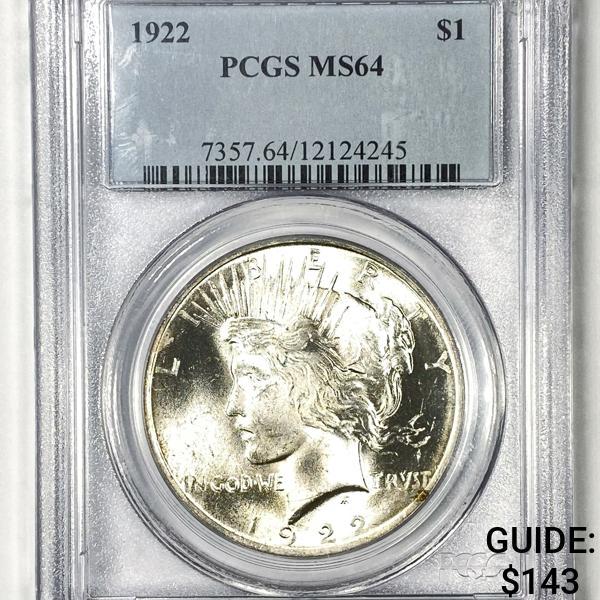1922 Silver Peace Dollar PCGS - MS64 (1 of 2)