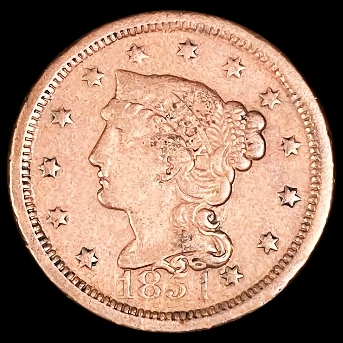 1854 Braided Hair Large Cent NEARLY UNCIRCULATED (1 of 2)