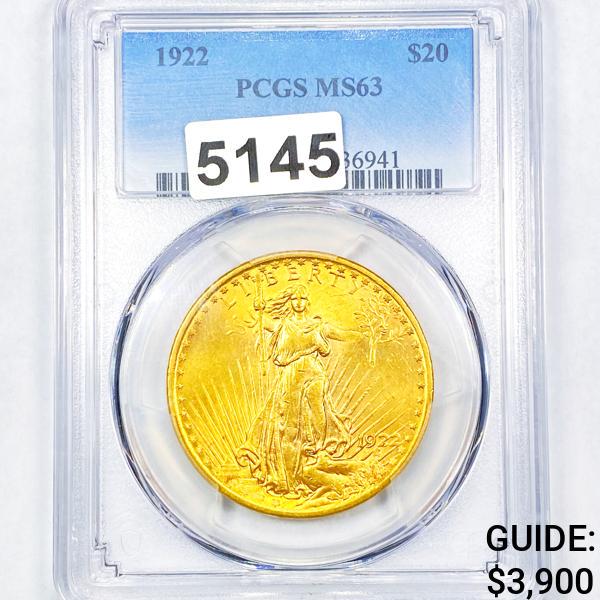 1922 $20 Gold Double Eagle PCGS - MS63 (1 of 2)