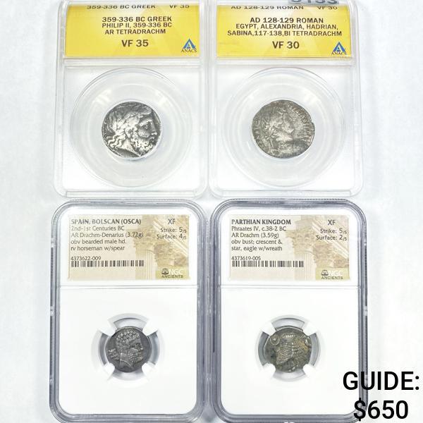 (4) Graded Misc. Ancient Coins - (1 of 2)