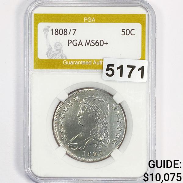 1808/7 Capped Bust Half Dollar PGA - MS60+ (1 of 2)