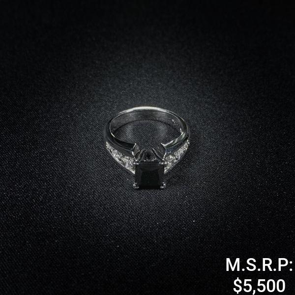 4.3 DWT 14 KT White-Gold Ring w/ 1.64ct Blk Dimd (1 of 2)