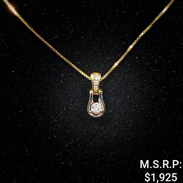 2.1 DWT 14 KT Gold Necklace w/ Dimd Pendant (1 of 2)