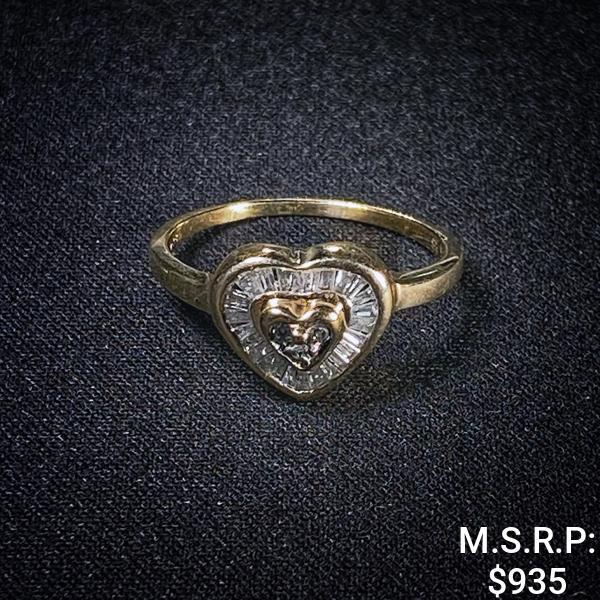 1.3 DWT 10 KT Gold Ring w/ Heart Dimd (1 of 2)