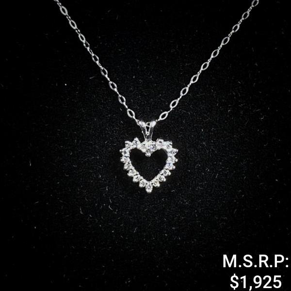 1.6 DWT Plat KT Gold Heart Pendant Dimd Lining (1 of 2)