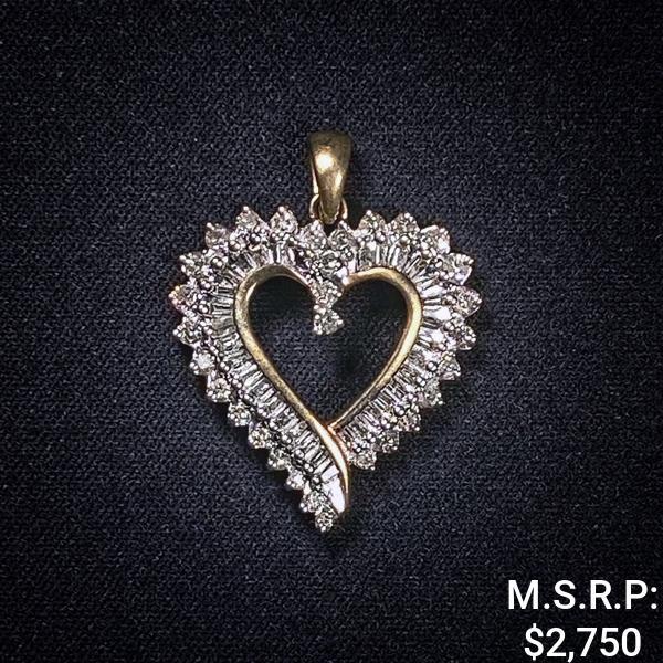 2.5 DWT 10 KT Gold Heart Pendant w/ Dimd Lining (1 of 2)