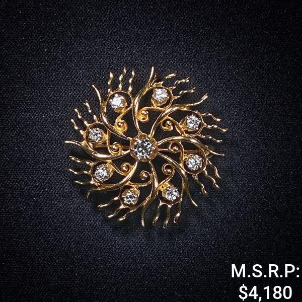 4.7 DWT 14 KT Gold Brooch w/ Diamonds (1 of 2)