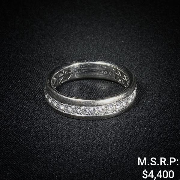 3 DWT 10 KT Wht Gold w/ Dimd Lining Ring Sz: 9.5 (1 of 2)