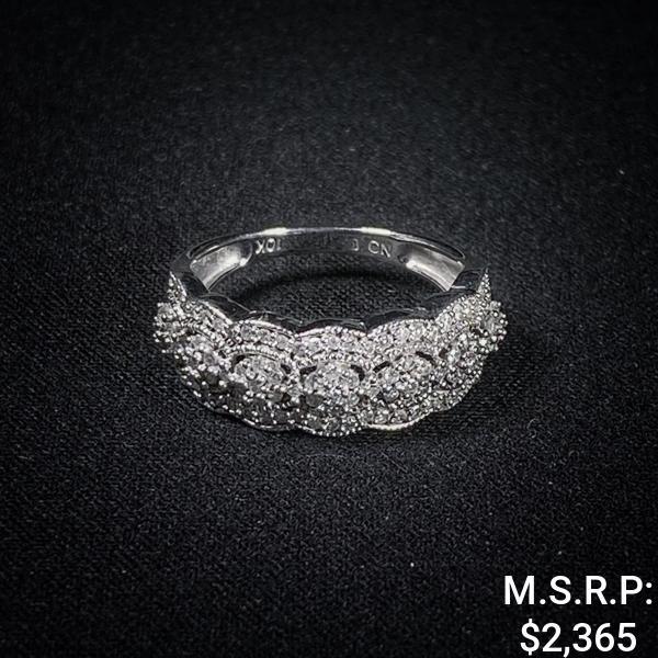 1.9 DWT 10 KT Wht Gold w/ Dimd Lining Ring Sz: 6 (1 of 2)