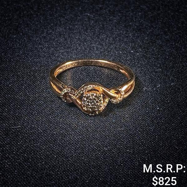 1.3 DWT 10 KT Rs Gold w/ Dimd Lining Ring Sz: 6.5 (1 of 2)