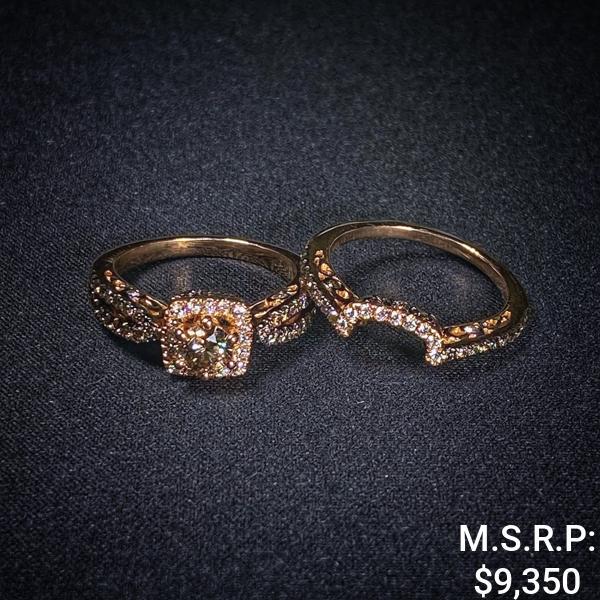 5.5 DWT 14 KT Rs Gold w/ Dimd Lining 2 Rings Sz: (1 of 2)