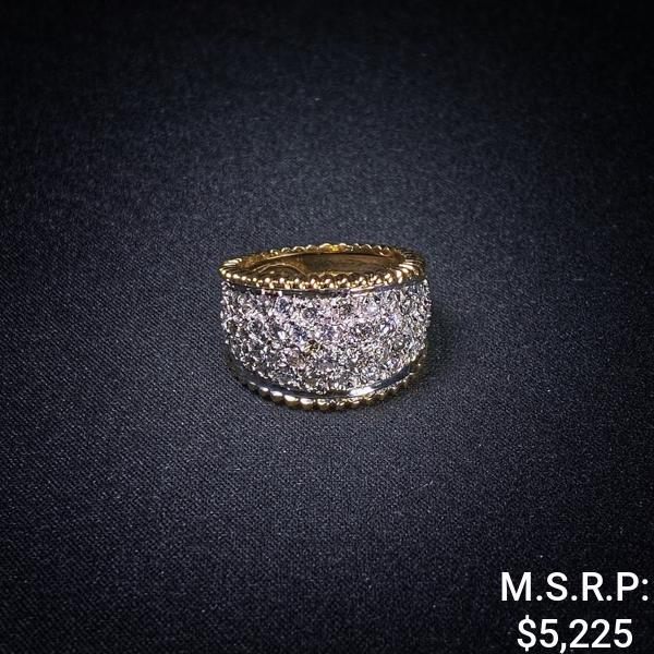 5.5 DWT 14 KT Gold w/ Dimd Lining Ring Sz: 7 (1 of 2)