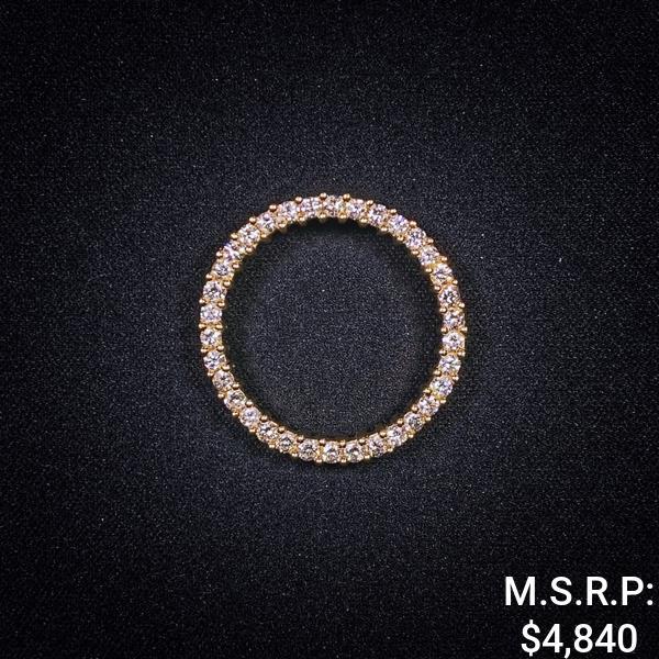 2.5 DWT 14 KT Gold Circle Pendant w/ Dimd Lining (1 of 2)