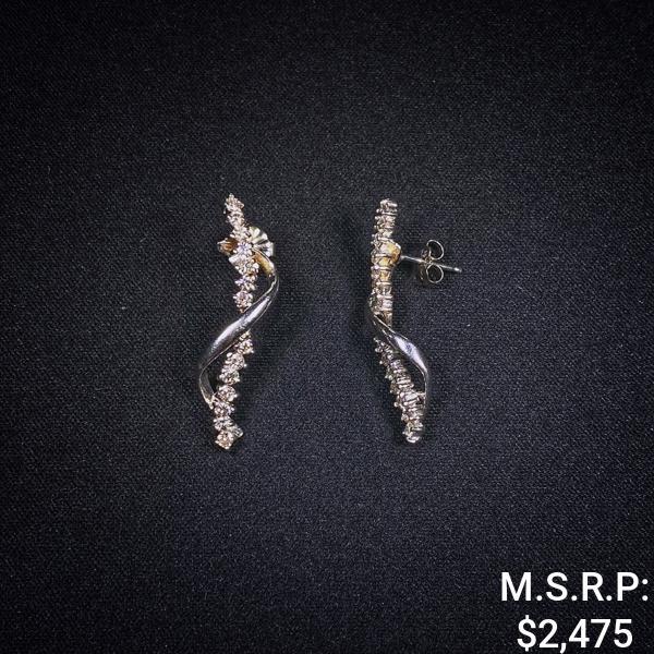 2.1 DWT 14 KT Wht Gold w/ Dimd Lining Earrings (1 of 2)