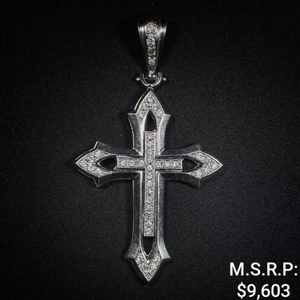 20.3 DWT 10 KT Wht Gold Cross Pendant w/ Dimd (1 of 2)