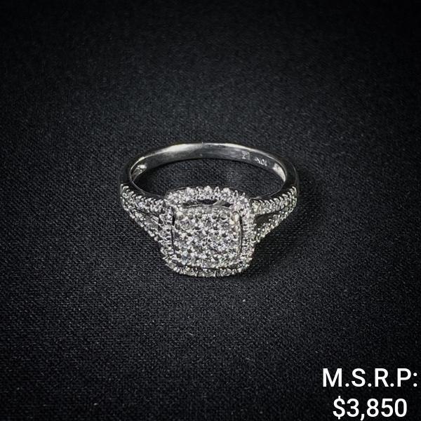 2.3 DWT 10 KT Wht Gold w/ Dimd Lining Ring Sz: (1 of 2)