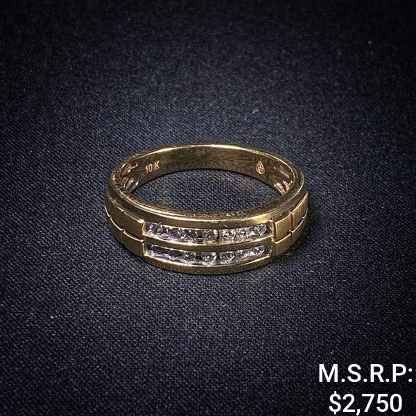 3 DWT 10 KT Gold w/ Dimd Lining Ring Sz: 10 (1 of 2)