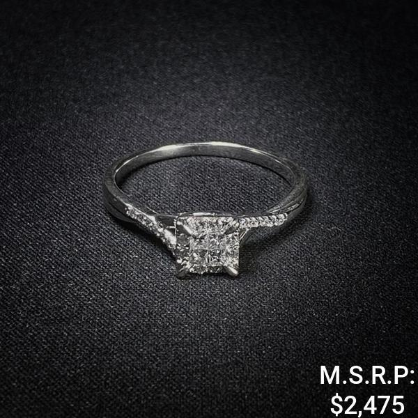 2.2 DWT 10 KT Wht Gold w/ Dimd Lining Ring Sz: 11 (1 of 2)