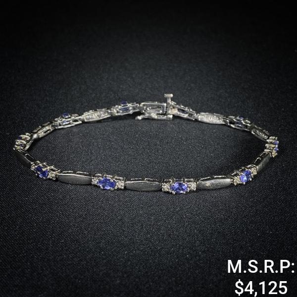 4.5 DWT 14 KT Wht Gold w/ Dimds & Gems Bracelet (1 of 2)