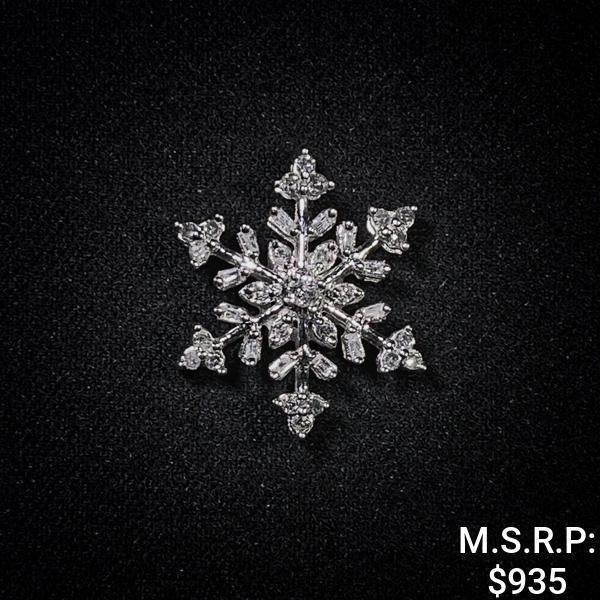 0.7 DWT 10 KT Wht Gold Snow Flake Pendant w/ (1 of 2)