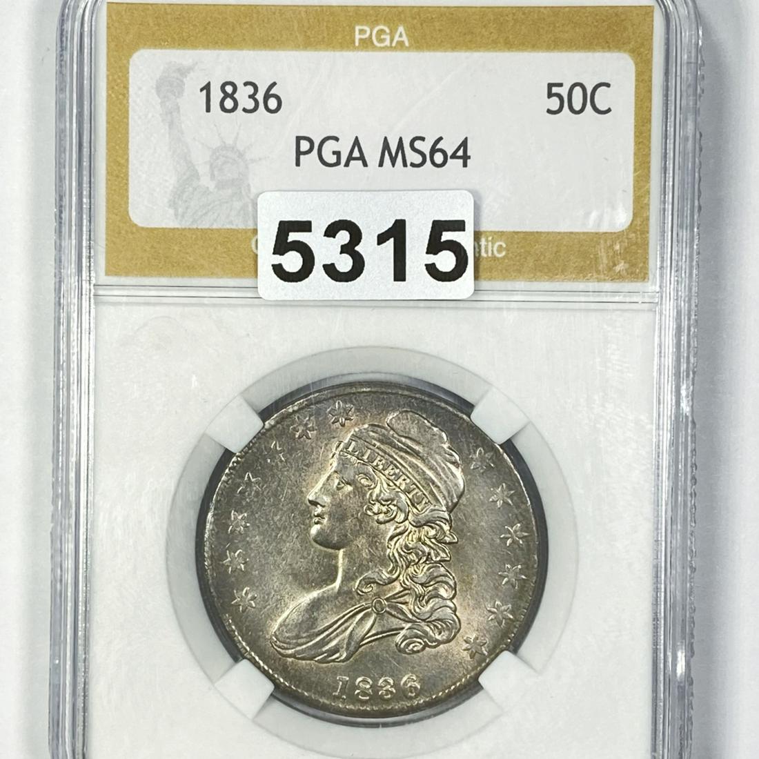 1836 Capped Bust Half Dollar PGA - MS64 (1 of 2)