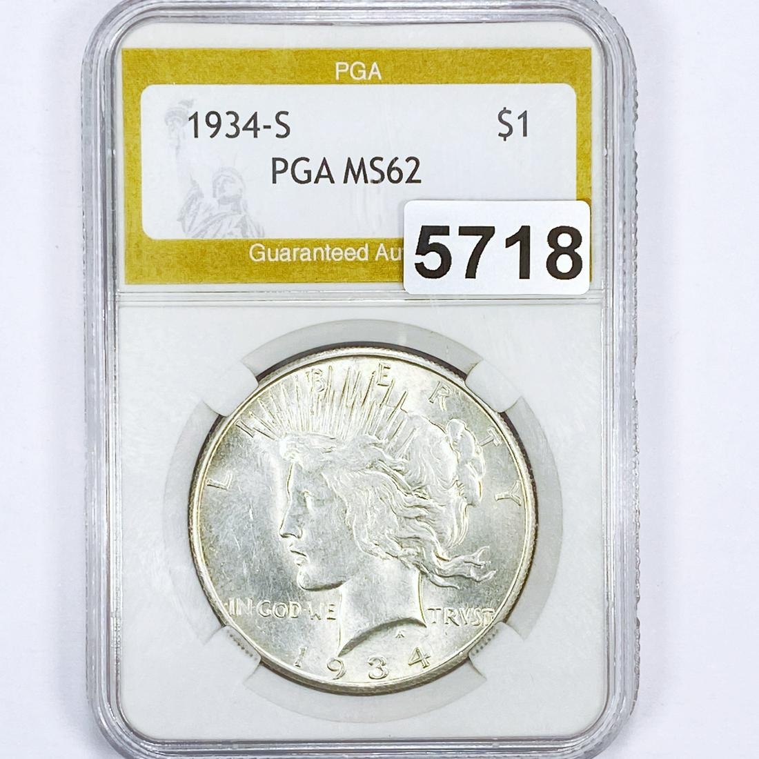 1934-S Silver Peace Dollar PGA - MS62 (1 of 2)