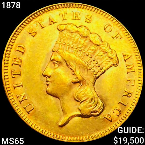 1878 $3 Gold Piece GEM BU (1 of 2)