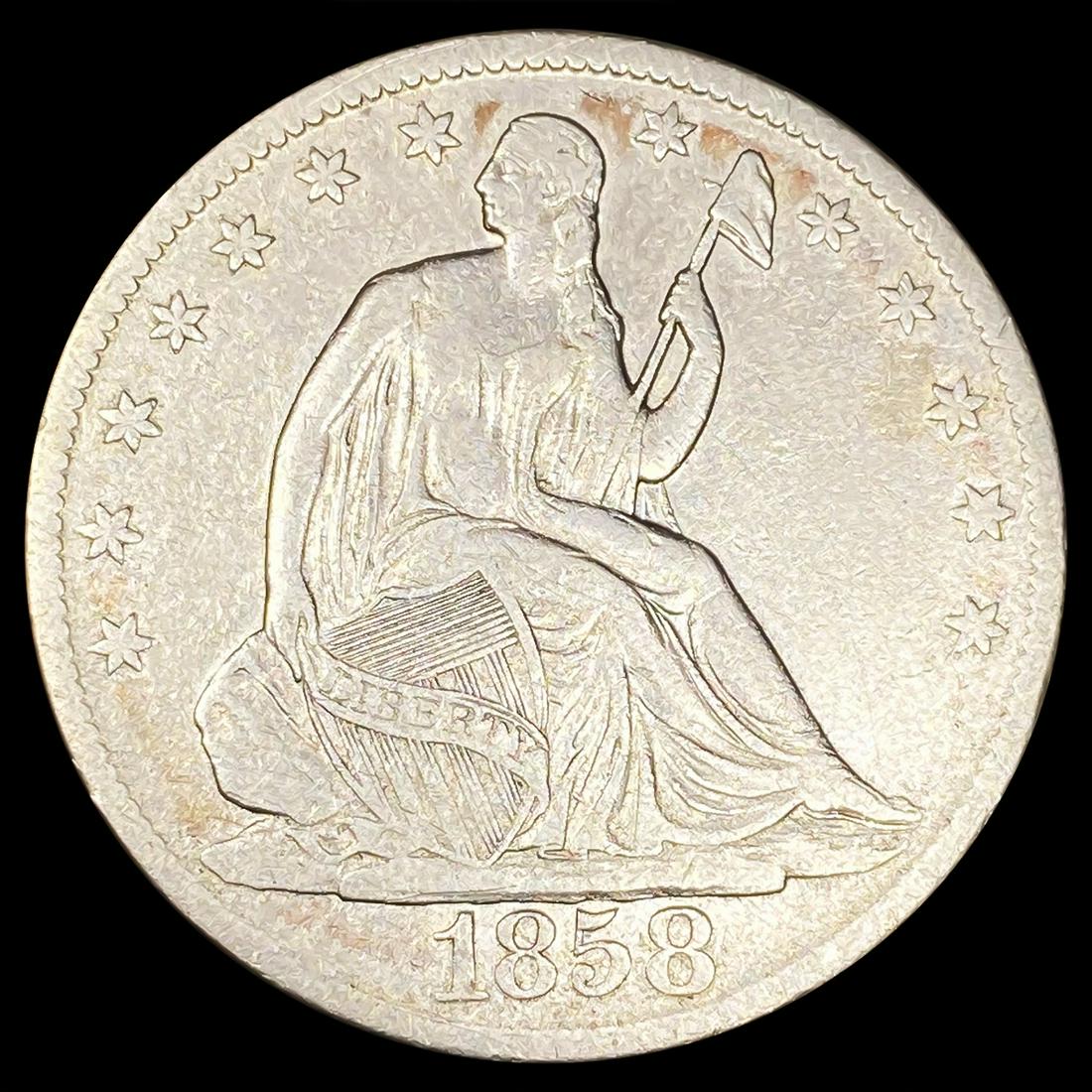 1858-O Seated Liberty Half Dollar NEARLY (1 of 2)