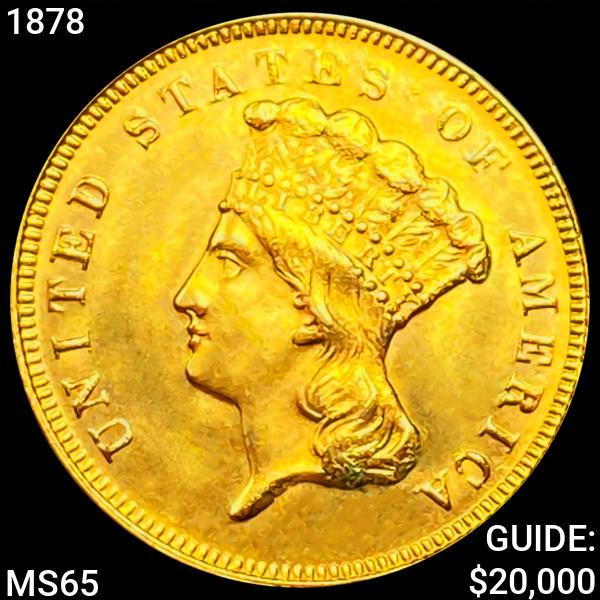 1878 $3 Gold Piece GEM BU (1 of 2)