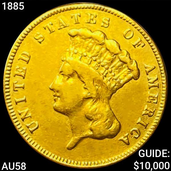 1885 $3 Gold Piece CHOICE AU (1 of 2)