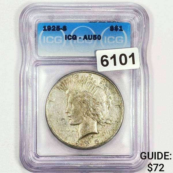 1925-S Silver Peace Dollar ICG - AU50 (1 of 2)