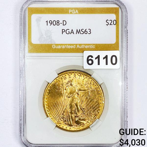 1908-D $20 Gold Double Eagle PGA - MS63 (1 of 2)