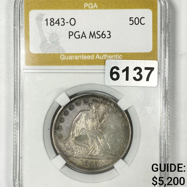 1843-O Seated Liberty Half Dollar PGA - MS63 (1 of 2)