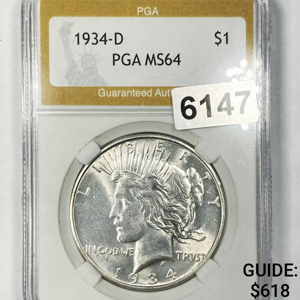 1934-D Silver Peace Dollar PGA - MS64 (1 of 2)