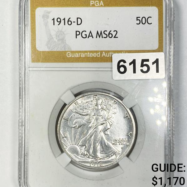 1916-D Walking Liberty Half Dollar PGA - MS62 (1 of 2)