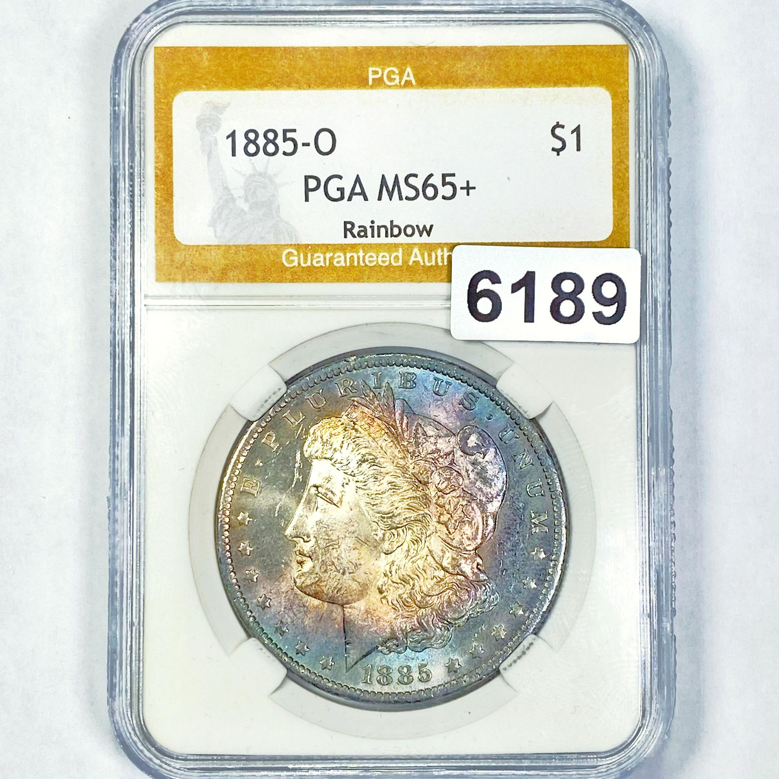 1885-O Morgan Silver Dollar PGA - MS65+ Rainbow (1 of 2)