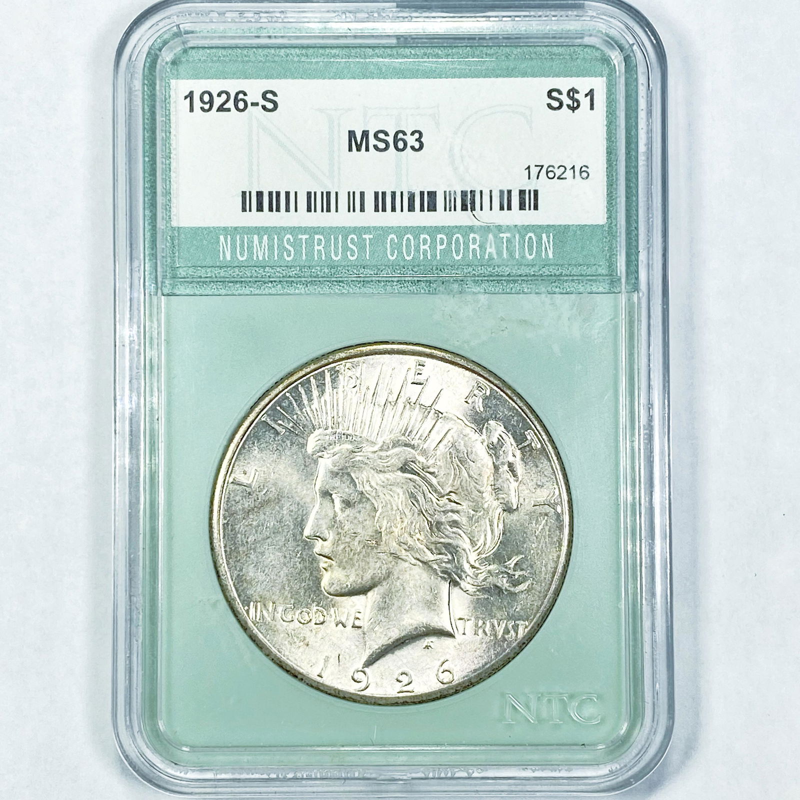 1926-S Silver Peace Dollar NTC - MS63 (1 of 2)
