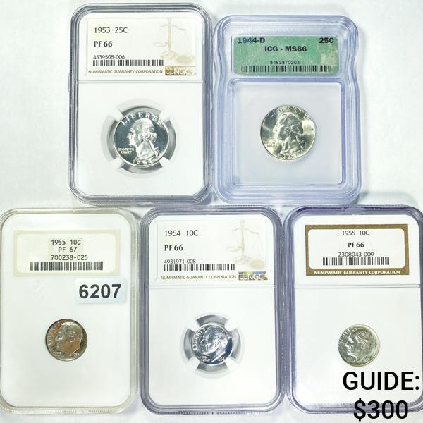 1944-1955 Set (5) Graded Coins NGC, ICG - BU (1 of 2)