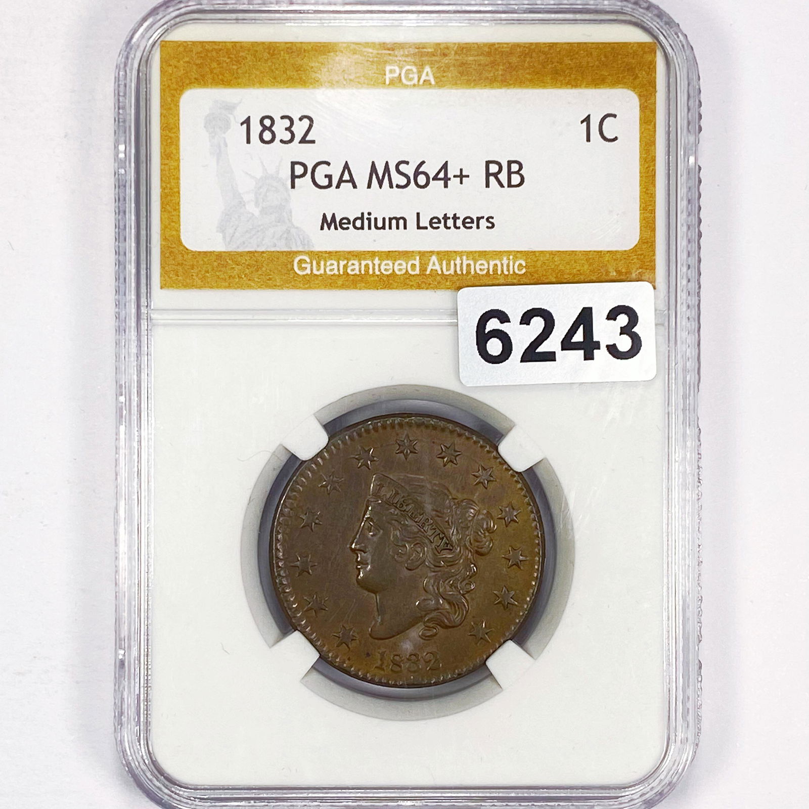 1832 Med Letters Coronet Head Large Cent PGA - (1 of 2)