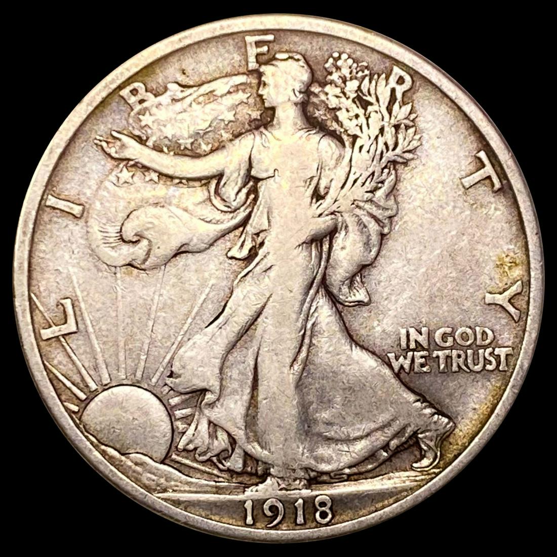 1918-D Walking Liberty Half Dollar ABOUT UNC (1 of 2)